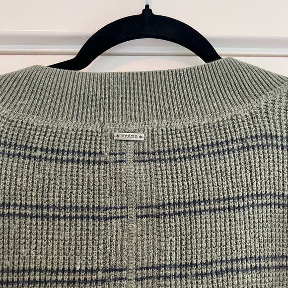 Prana Women's Long Henley Sweater Tunic Green Blue‎ Stripes Size Large - Picture 6 of 9